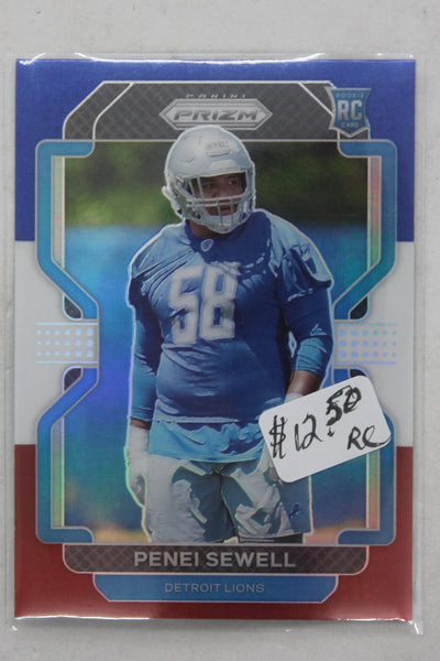 Penei Sewell Panini Prizm Red, White & Blue Prizm Rookie Rookie Card