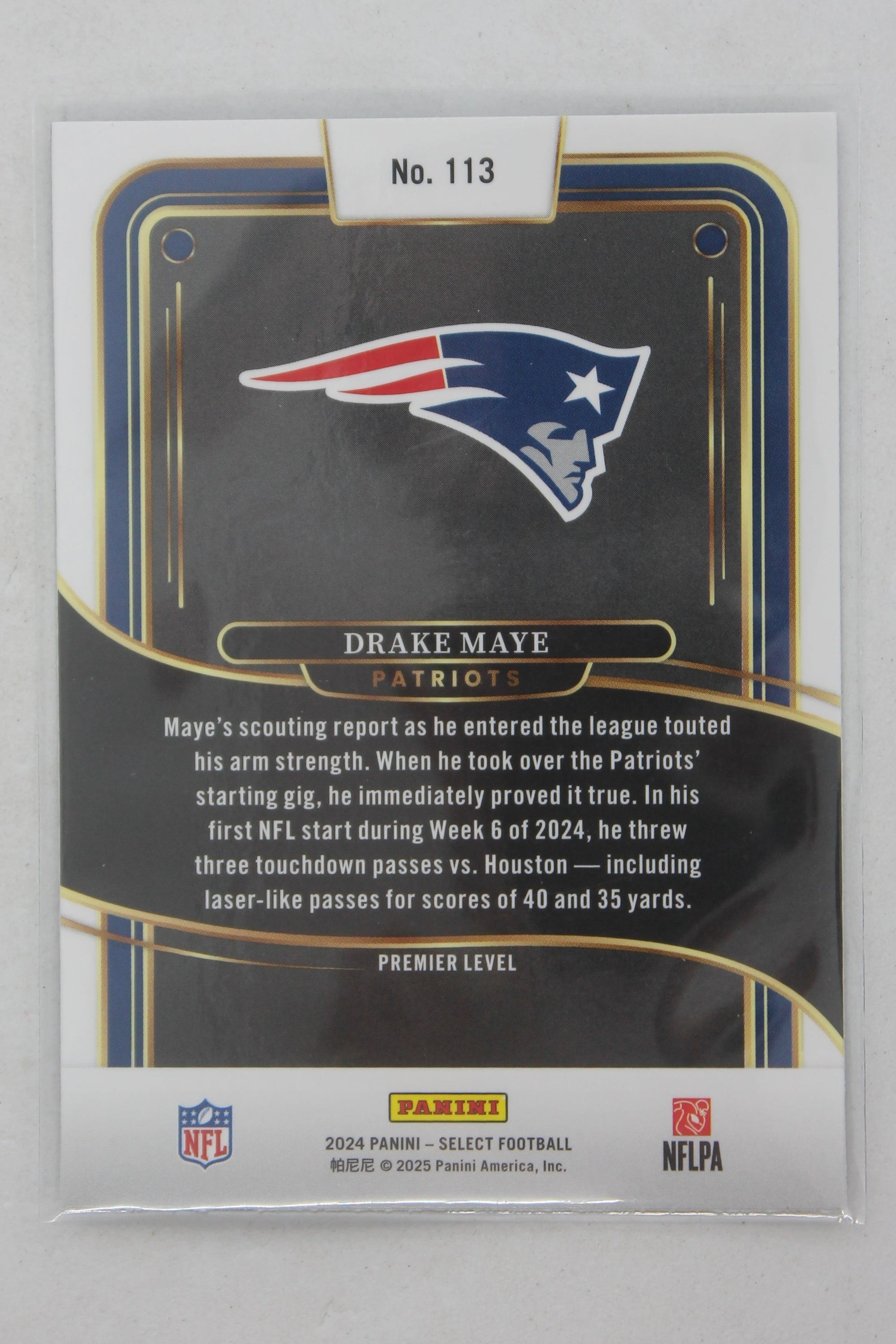 Drake Maye 2024 Panini Select - Premier Level - Rookie Card