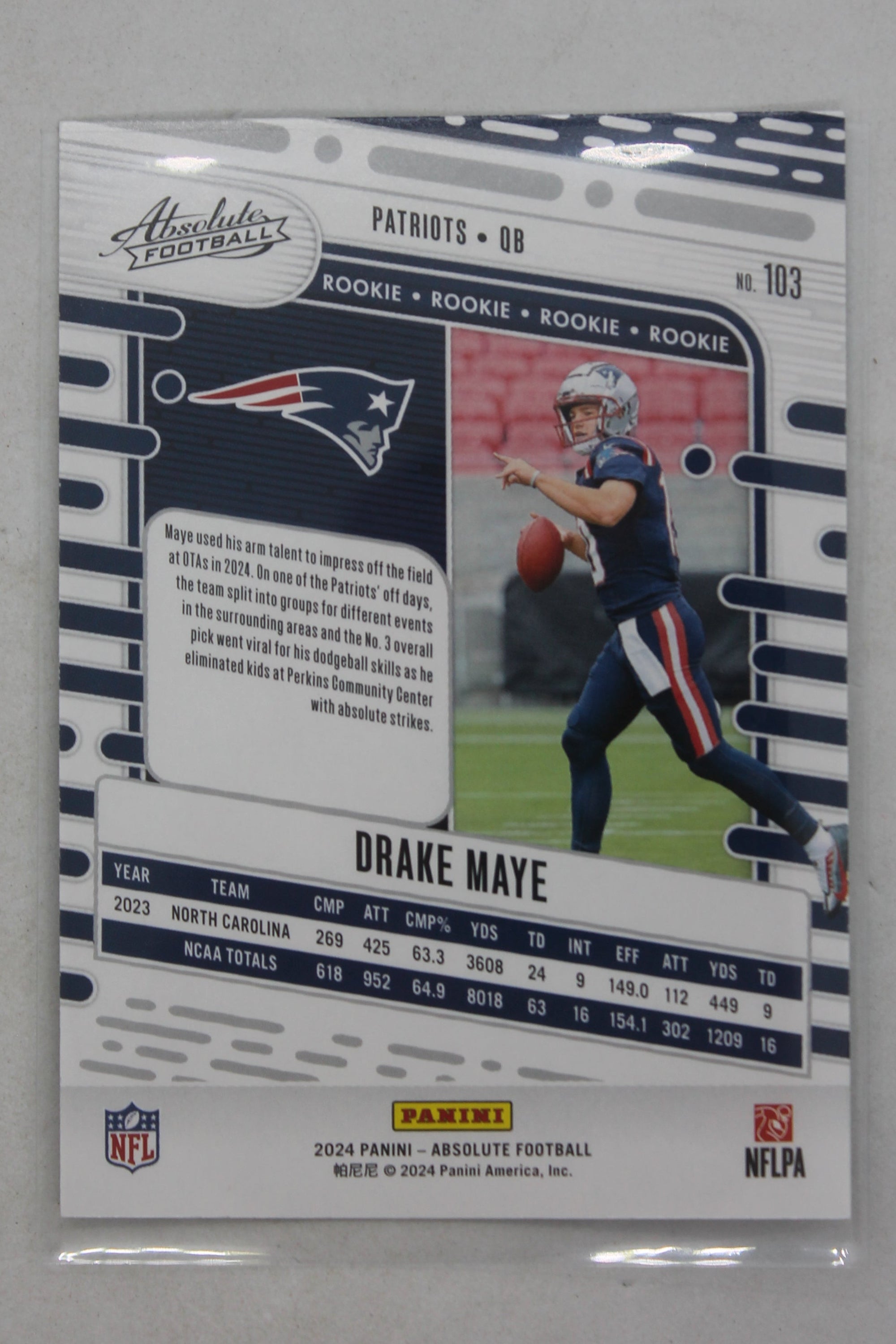 Drake Maye 2024 Panini Absolute - Rookies - Rookie Card