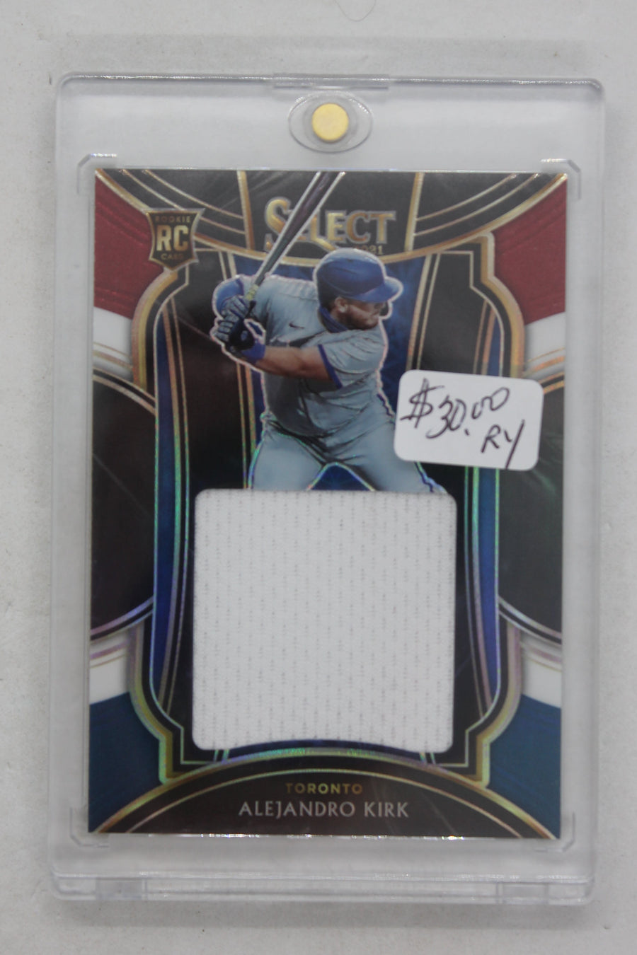 Alejandro Kirk 2021 Panini Select - Rookie Jumbo Swatches Tri-Colour Prizm #RJS-AK.2 Jersey Rookie Year Card