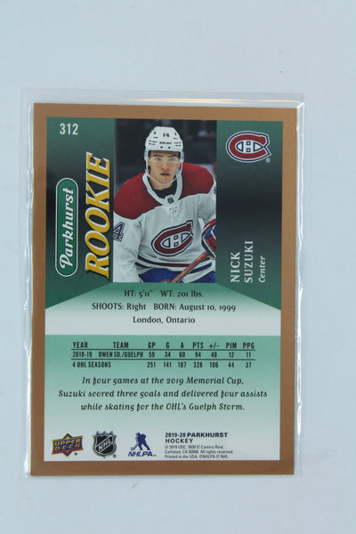 Nick Suzuki 2019-20 Upper Deck Parkhurst Bronze Rookies Rookie Card