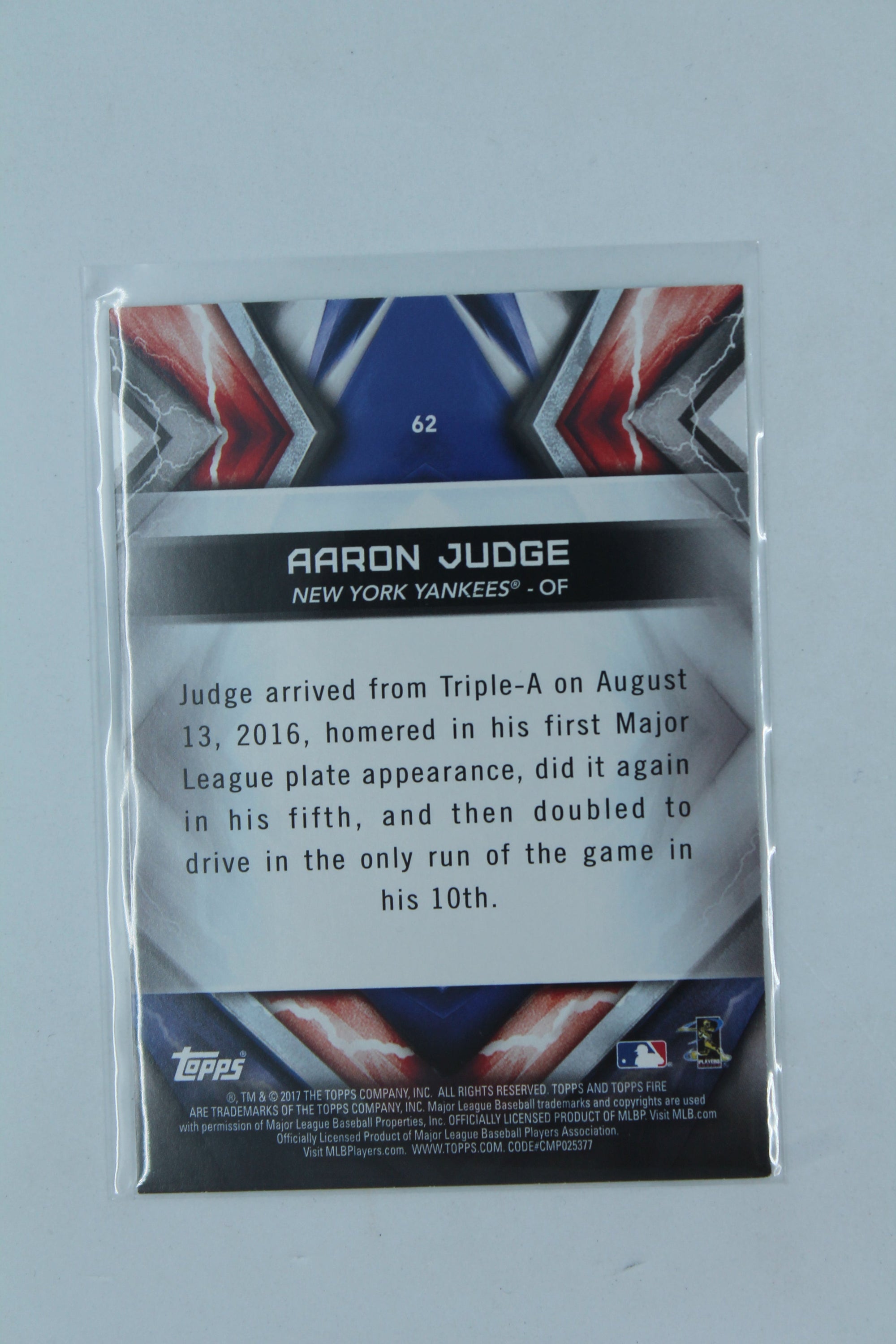 Aaron Judge Rookie Card  2017 Topps Fire