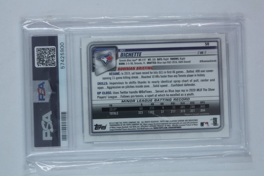 Bo Bichette  2020 Bowman Chrome Rookie Card - PSA Mint 9