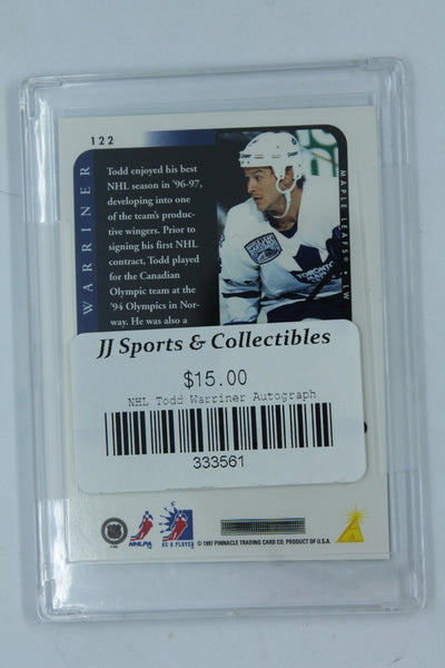 Todd Warriner 1996-97 Pinnacle Be A Player Silver Autographs Autographed Card