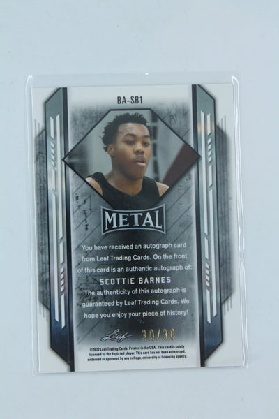 Scottie Barnes 2021-22 Leaf Metal - Autographs - Blue Wave #30/30