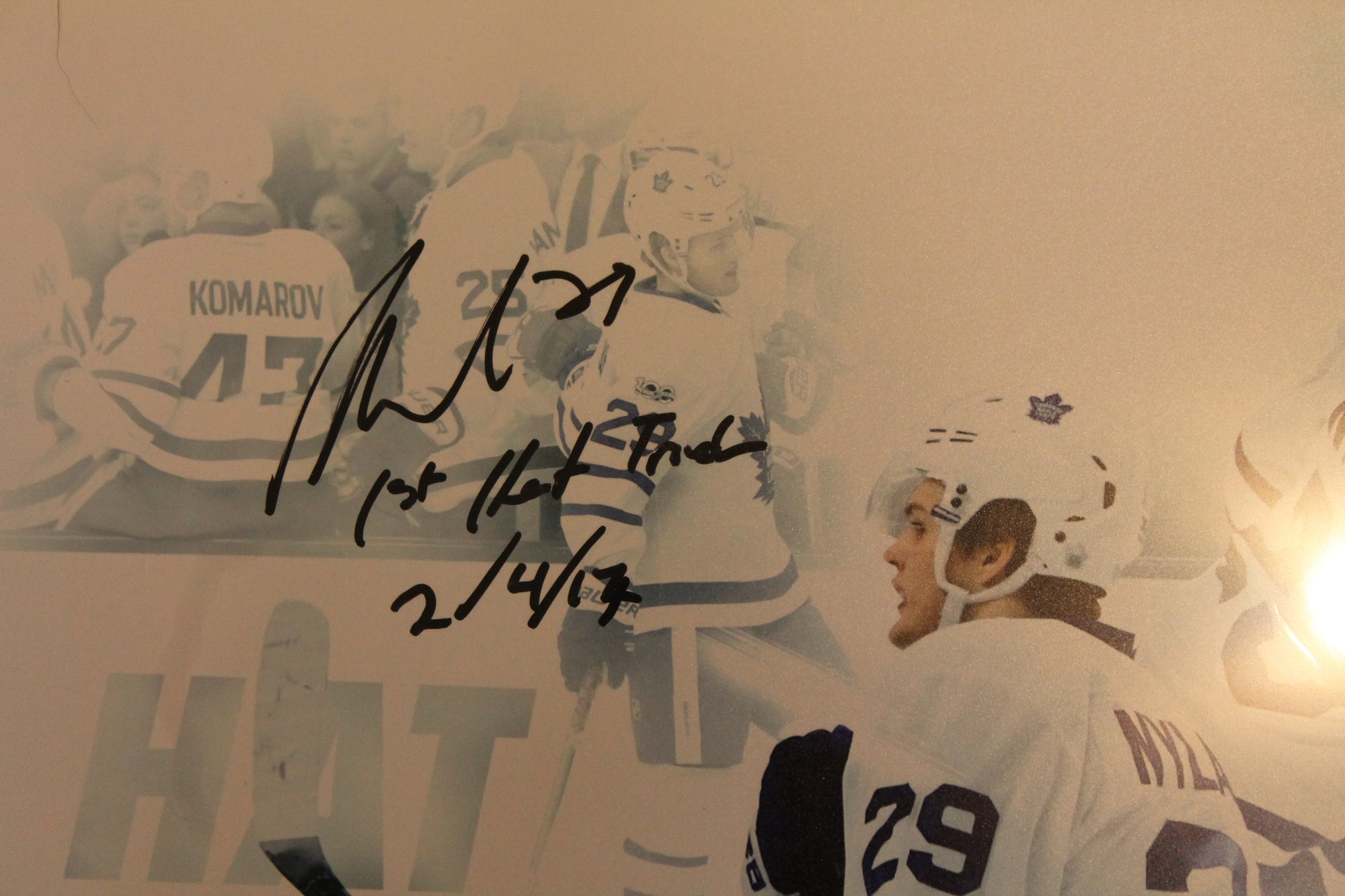 William Nylander Autograhed & Inscribed "First Hat Trick" 20x16 Image - Upper Deck