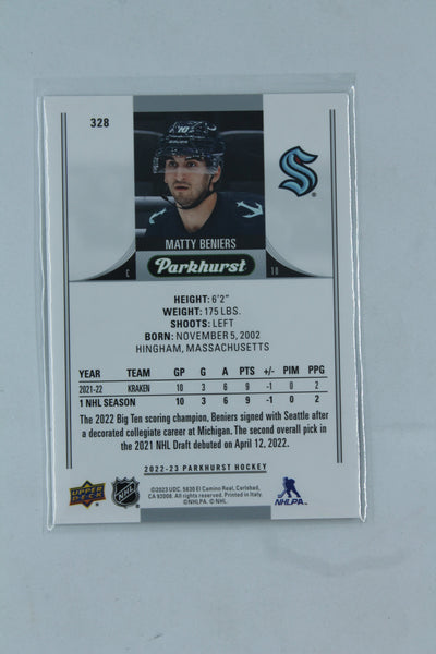 Matty Beniers 2022-23 Upper Deck Parkhurst Bronze Border Rookies - Rookie Card