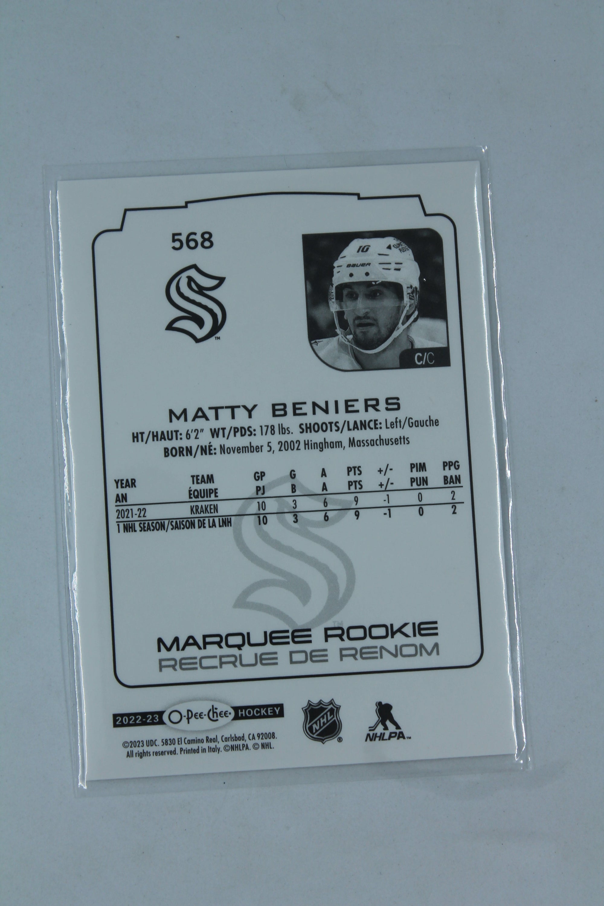Matty Beniers 2022-23 O-Pee-Chee Marquee Rookie - Rookie Card