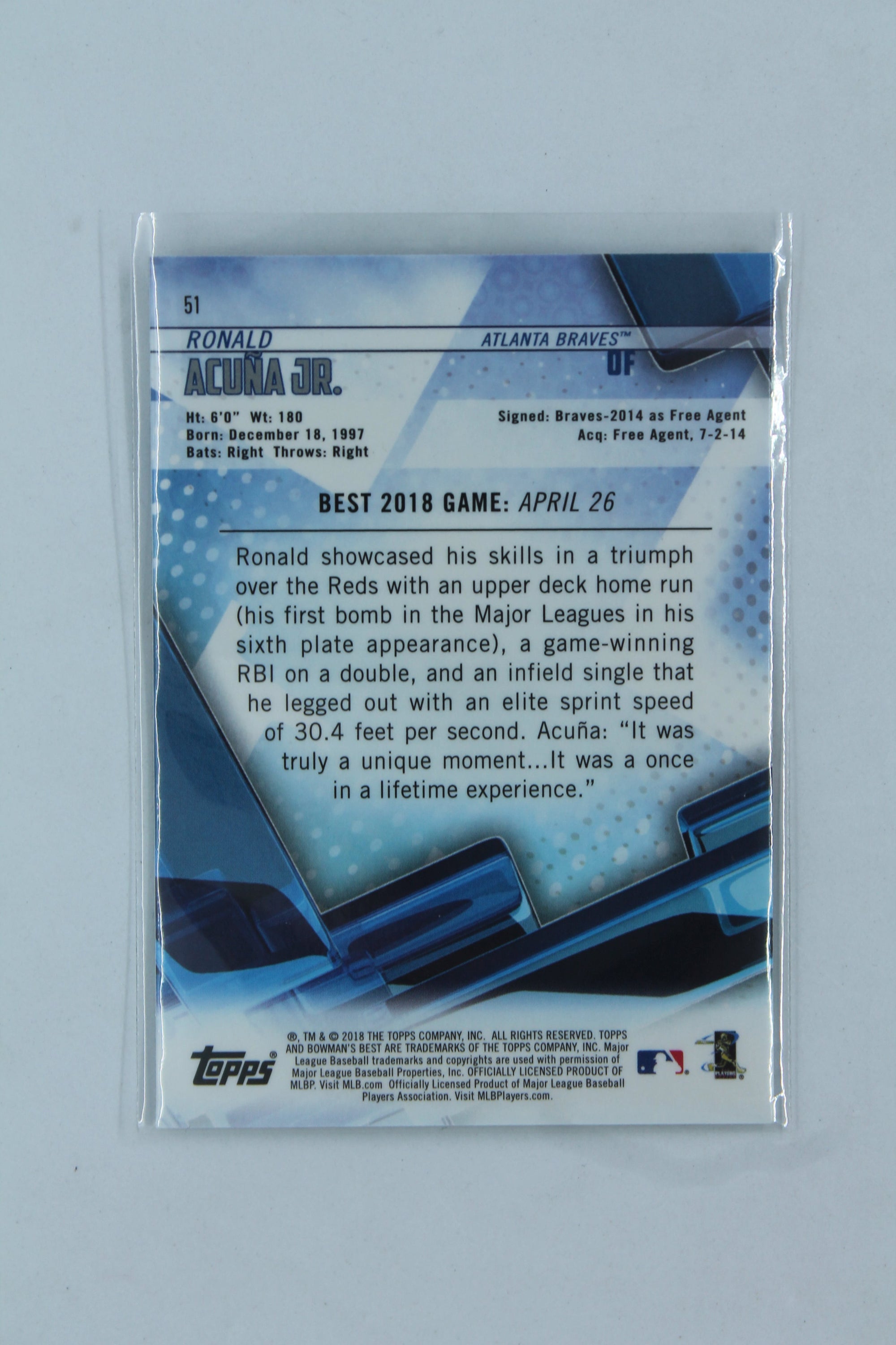 Ronald Acuna Jr. 2018 Bowman's Best Rookie Card