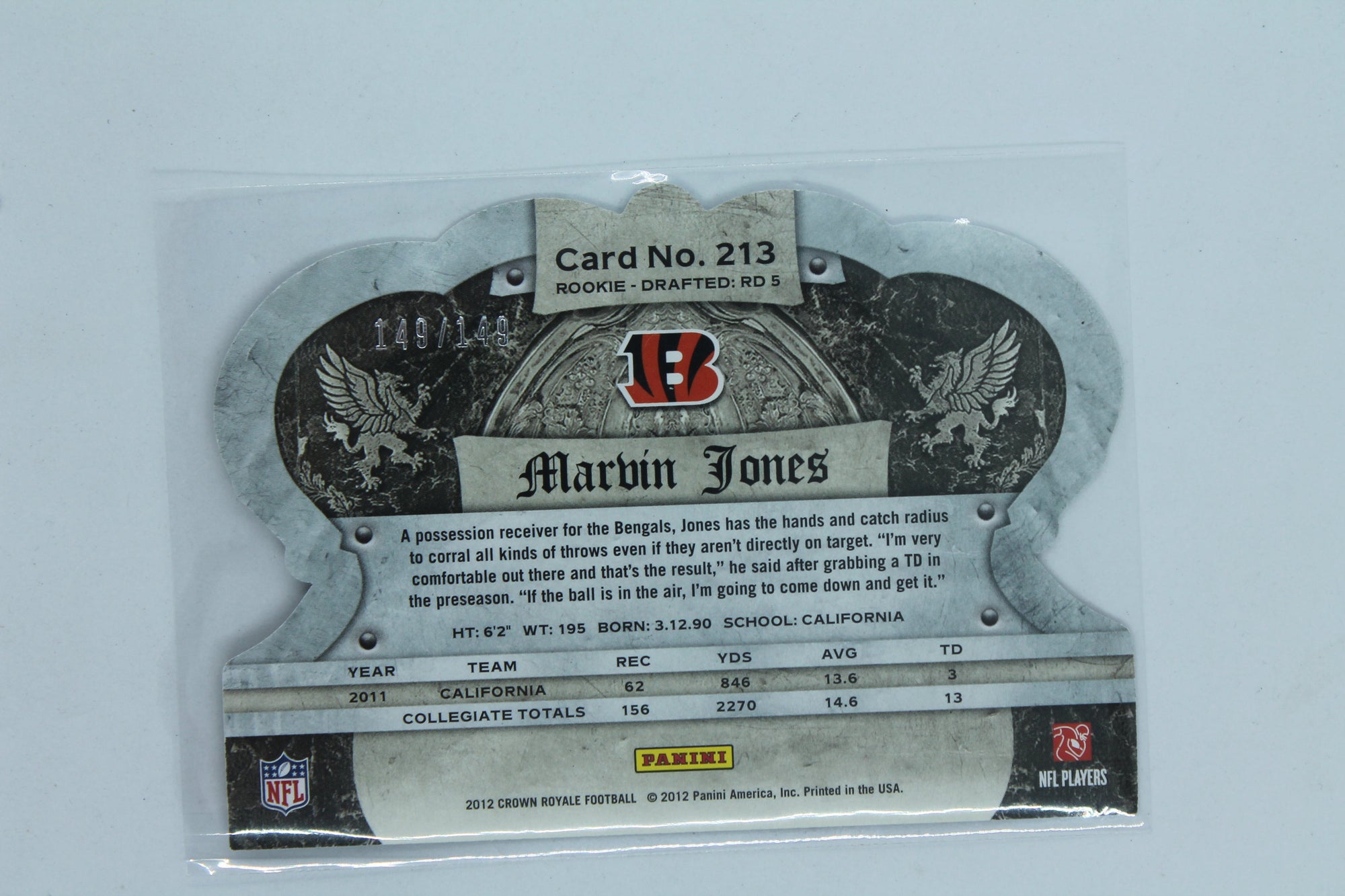 Marvin Jones 2012 Crown Royale - Silver Holo-Foil Rookie Card #149/149