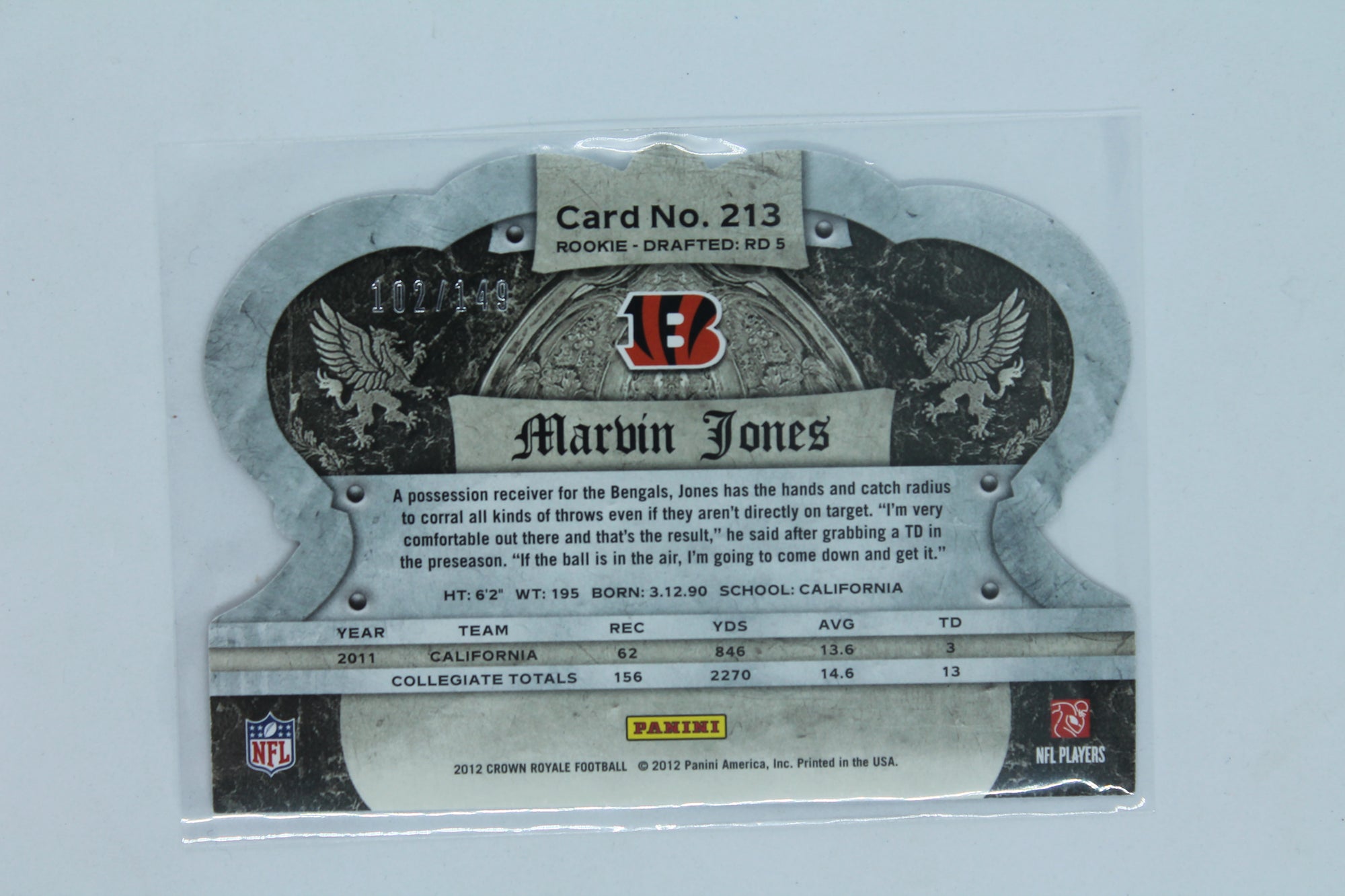 Marvin Jones 2012 Crown Royale - Silver Holo-Foil Rookie Card #102/149