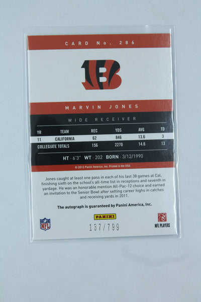Marvin Jones 2012 Playoff Prestige - Signatures Rookie -  Rookie Card #137/799