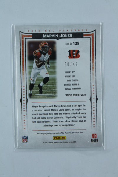 Marvin Jones 2012 Panini Playbook Gold Rookie Signatures - Rookie Card #30/49