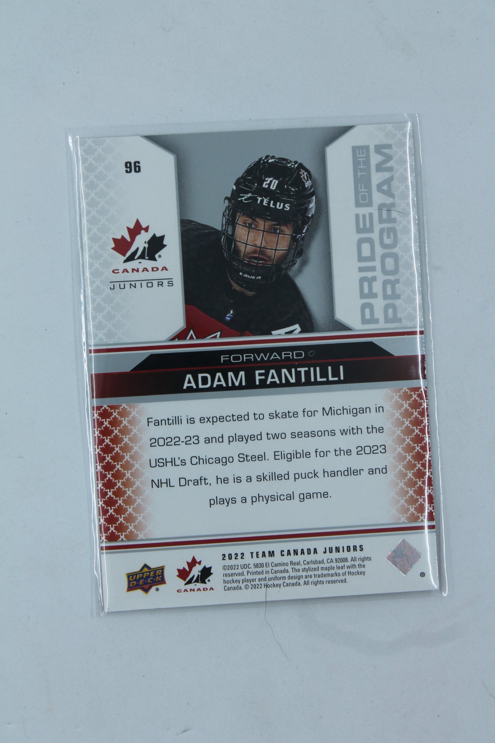 Adam Fantilli 2022 Upper Deck Team Canada Juniors - Red Foil Pride of the Program -  XRC