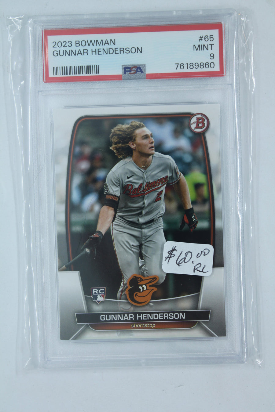 Gunnar Henderson 2023 Bowman Rookie Card - PSA Mint 9