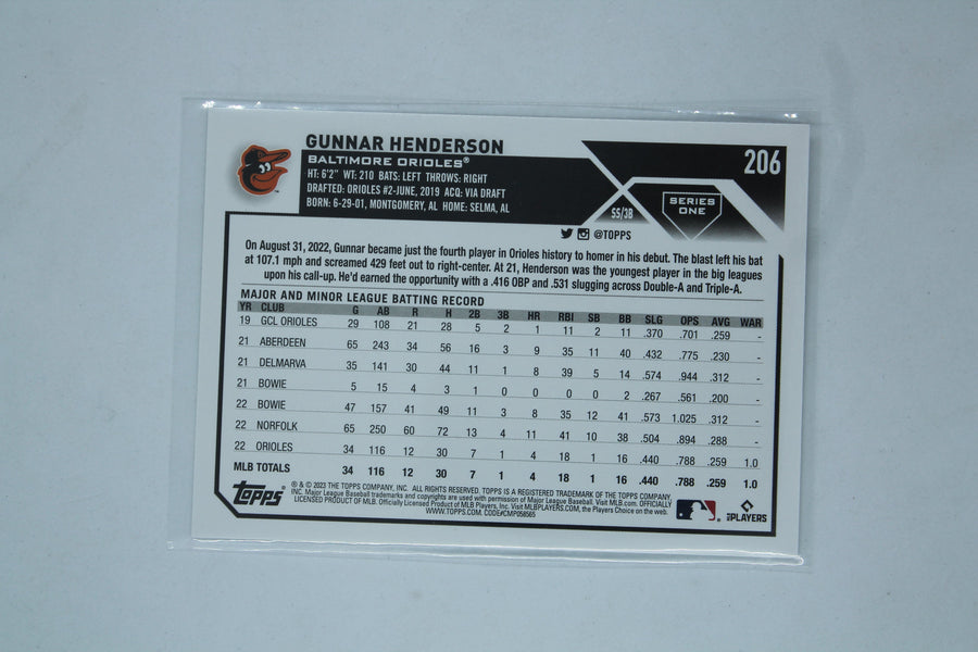 Gunnar Henderson 2023 Topps Rookie Card