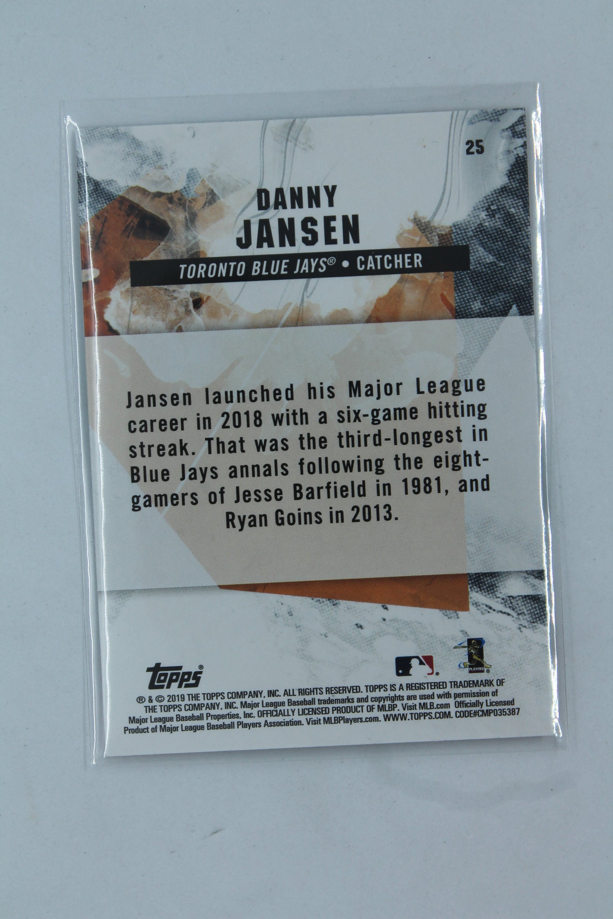Danny Jansen 2019 Topps Fire Flame Rookie Card