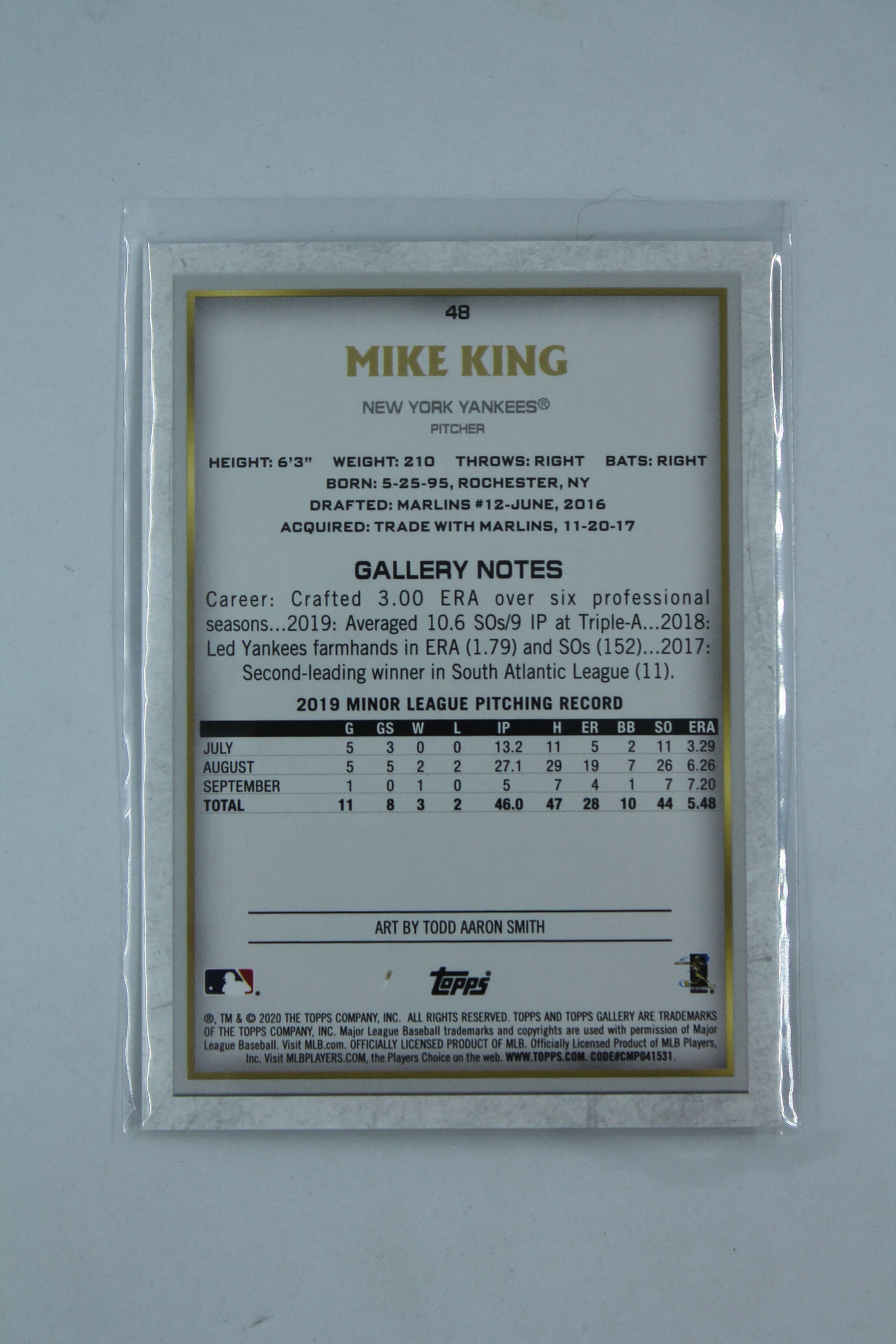 Mike King 2020 Topps Gallery Wood Rookie Card
