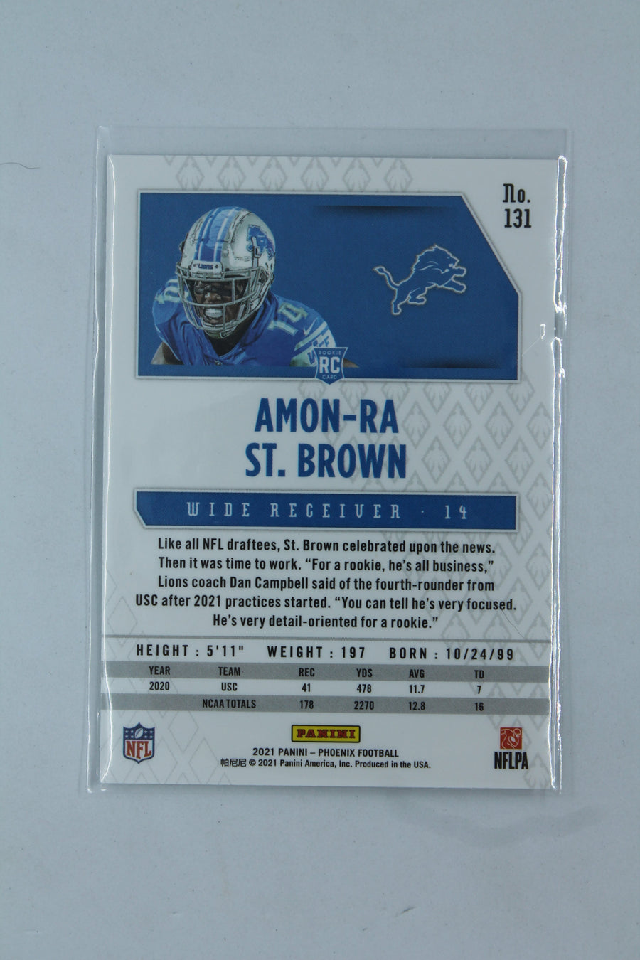 Amon-Ra St. Brown 2021 Panini Phoenix Rookie Card