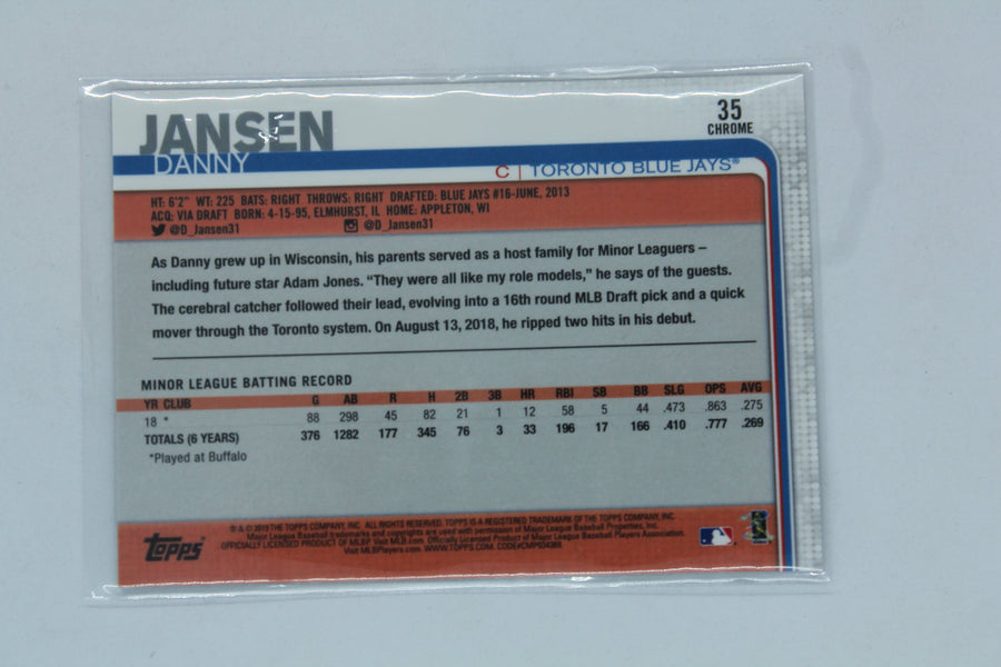 Danny Jansen 2019 Topps Chrome Rookie Card
