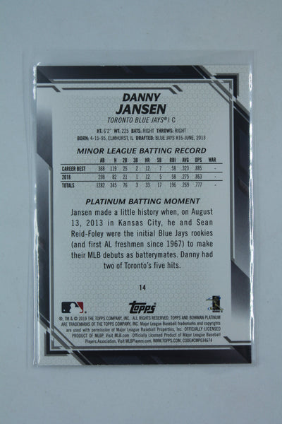 Danny Jansen 2019 Bowman Platinum Ice Refractor Rookie Card