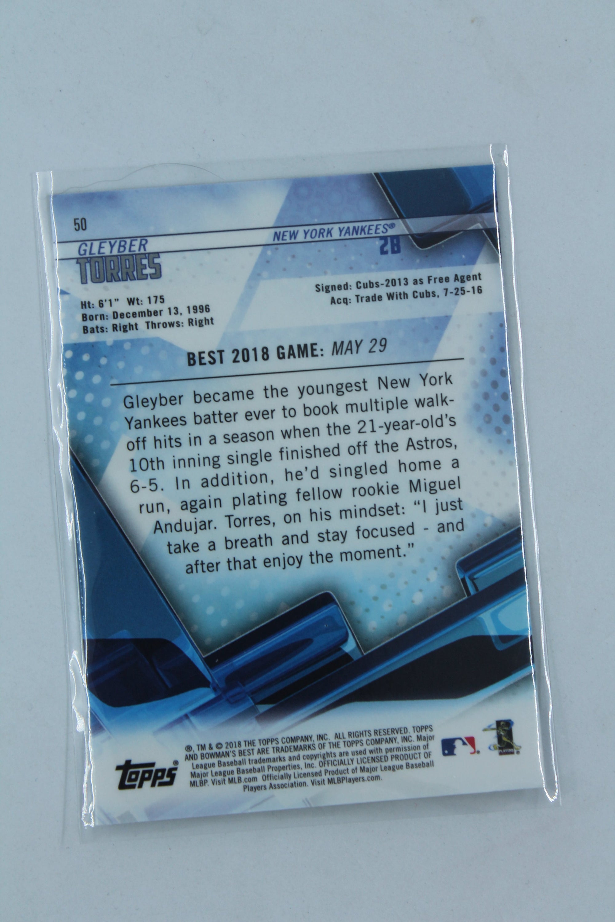 Gleyber Torres 2018 Bowman's Best Rookie Card