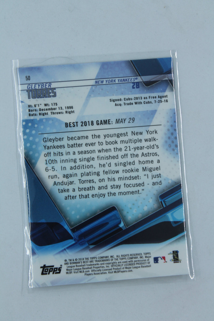 Gleyber Torres 2018 Bowman's Best Rookie Card