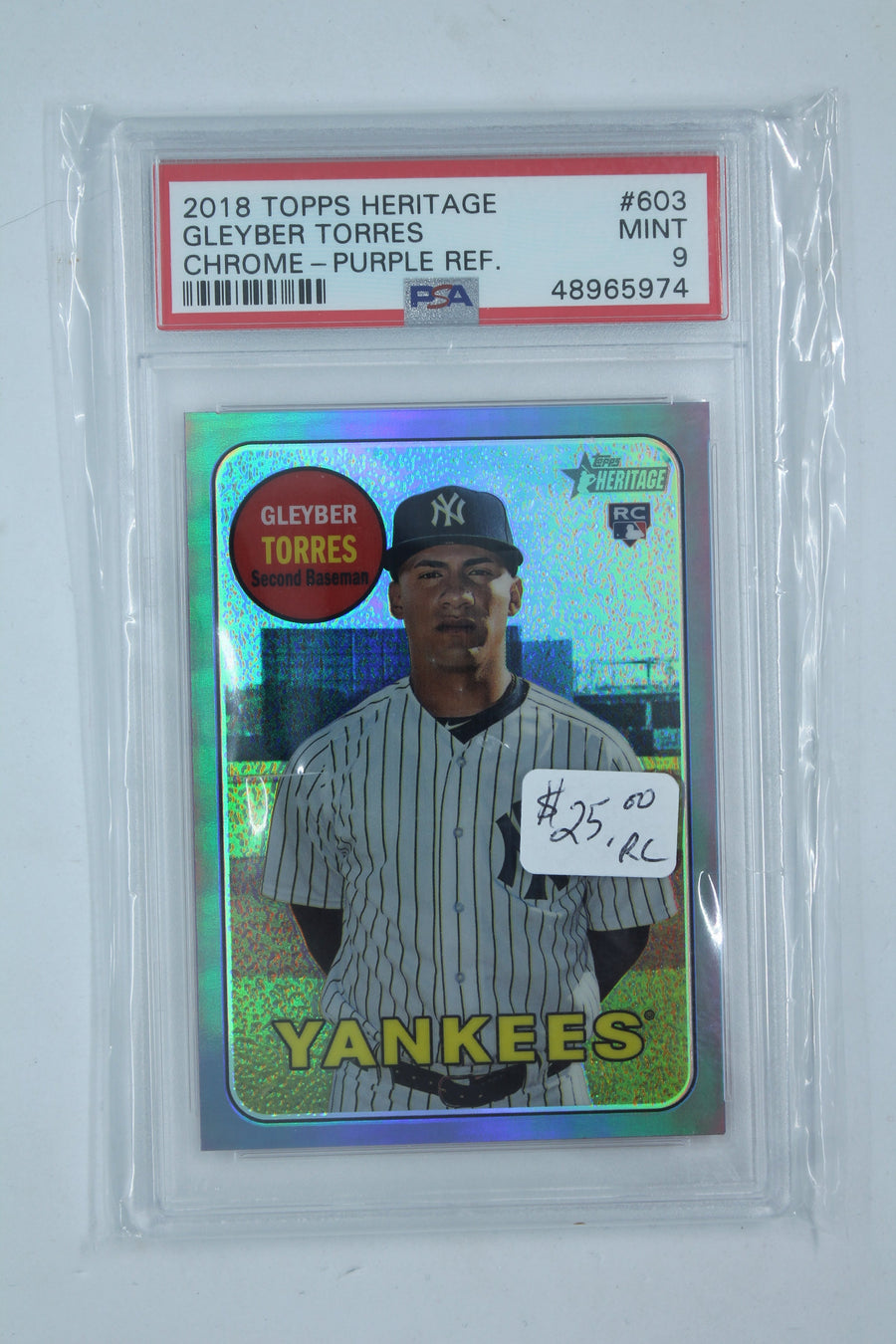 Gleyber Torres 2018 Topps Heritage High Number - Chrome Purple Rookie Card PSA 9