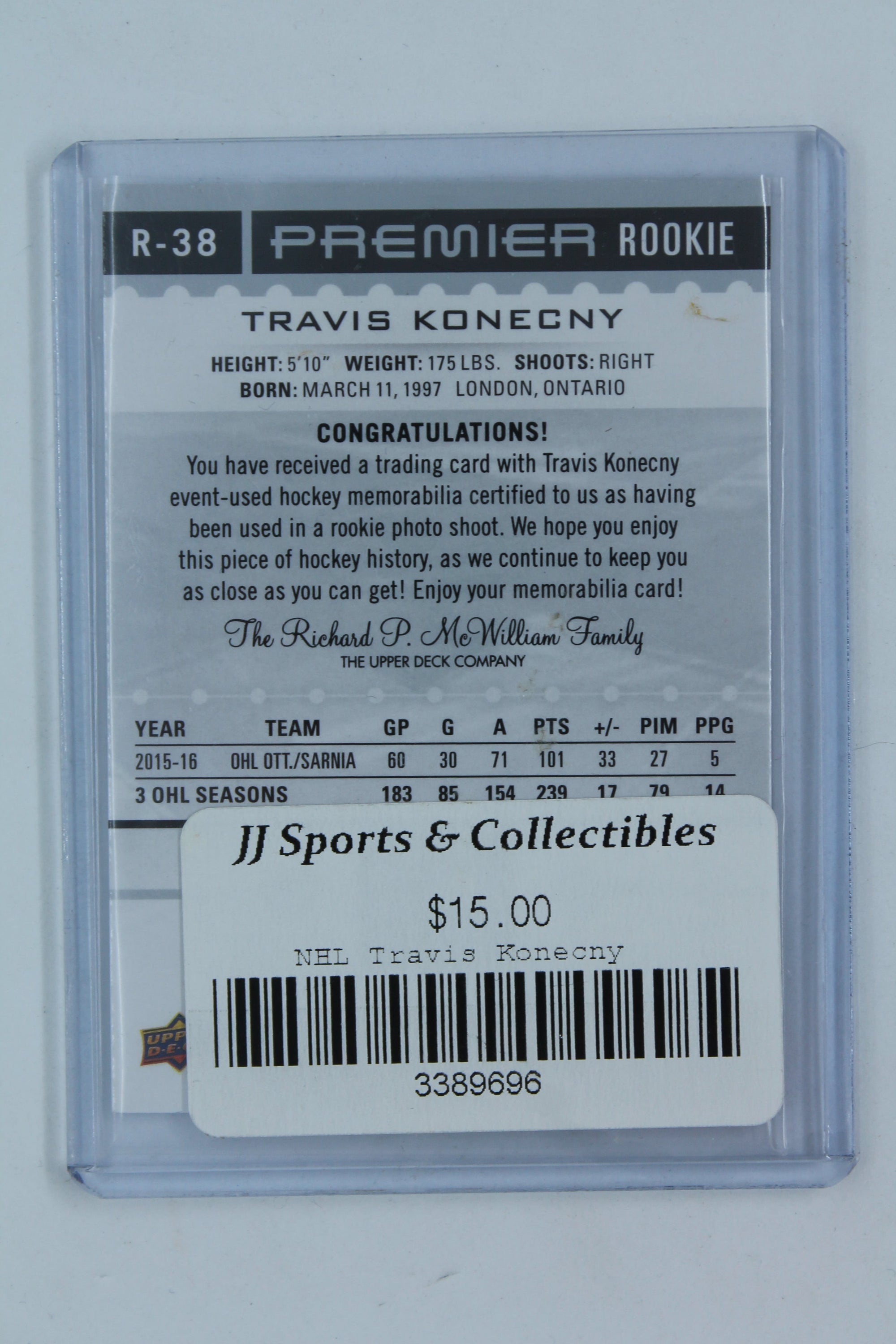 Travis Konecny 2016-17 Upper Deck Premier - Rookie Inserts - Silver Spectrum Jersey #R-38