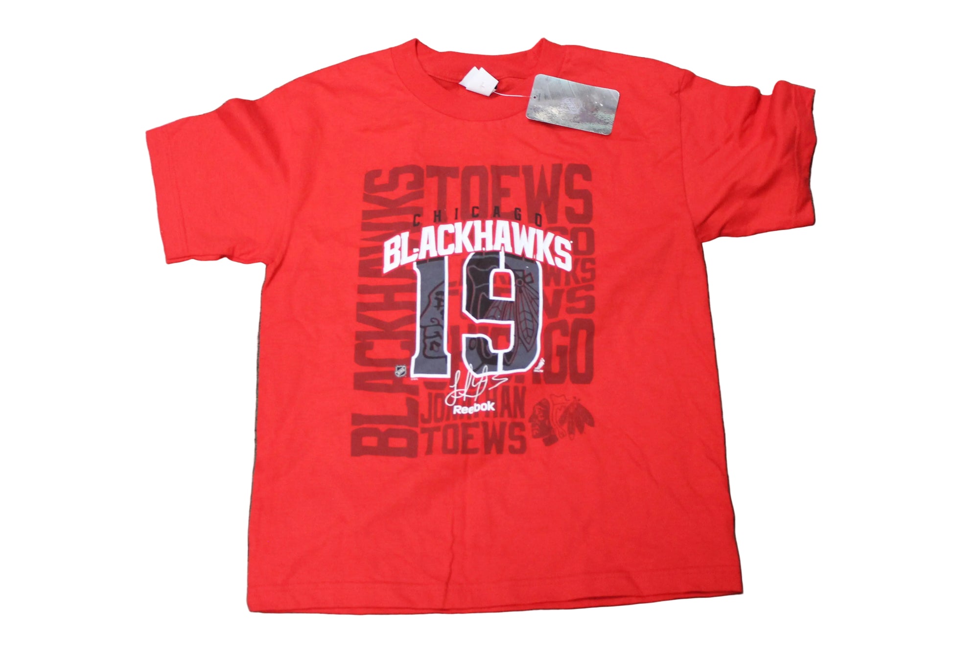 NHL Chicago Blackhawks Youth J. Toews #19 Reebok Name & Number Tee (red) (Sale)