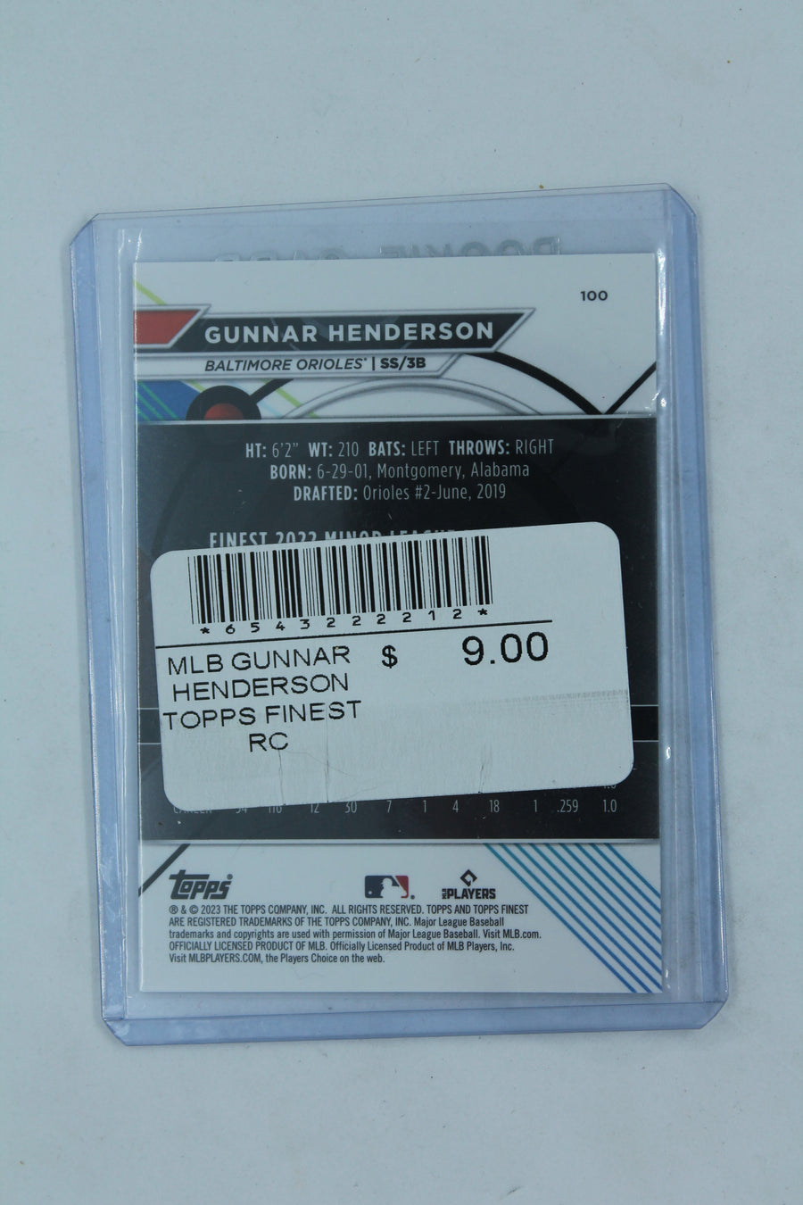 Gunnar Henderson 2023 Topps Finest Rookie Card