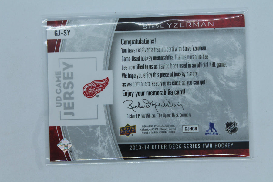 Steve Yzerman 2013-14 Upper Deck - UD Game Jersey Series 2 #GJ-SY - HOF