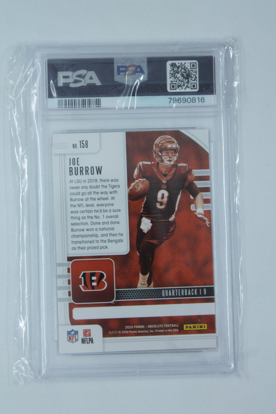 Joe Burrow 2020 Panini Absolute Rookie Card - PSA Mint 9