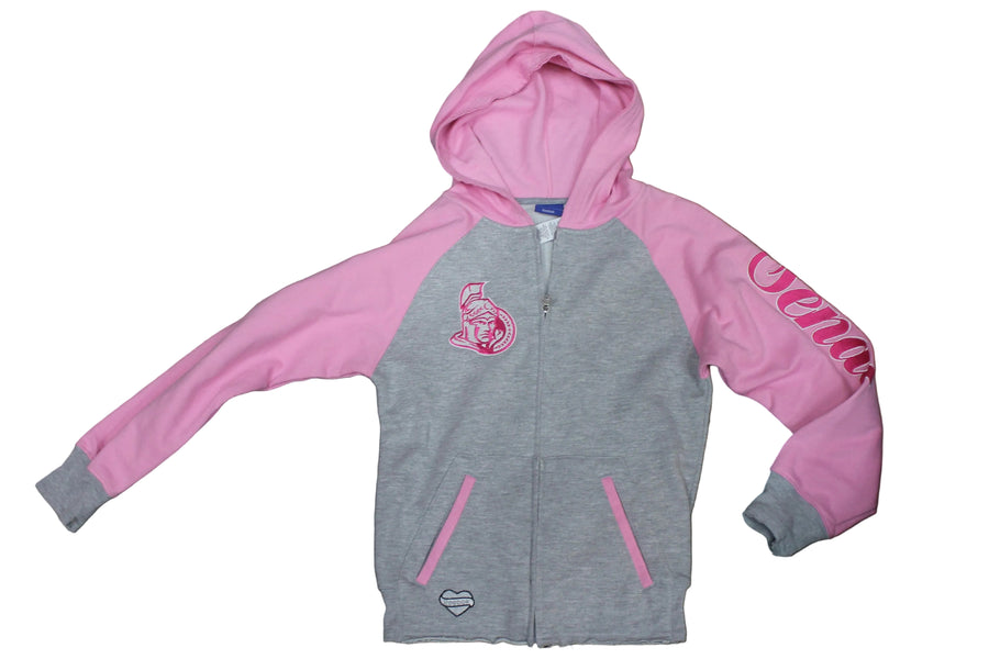 NHL Ottawa Senators Youth Reebok Fleece Zip-Up Hoodie - Pink