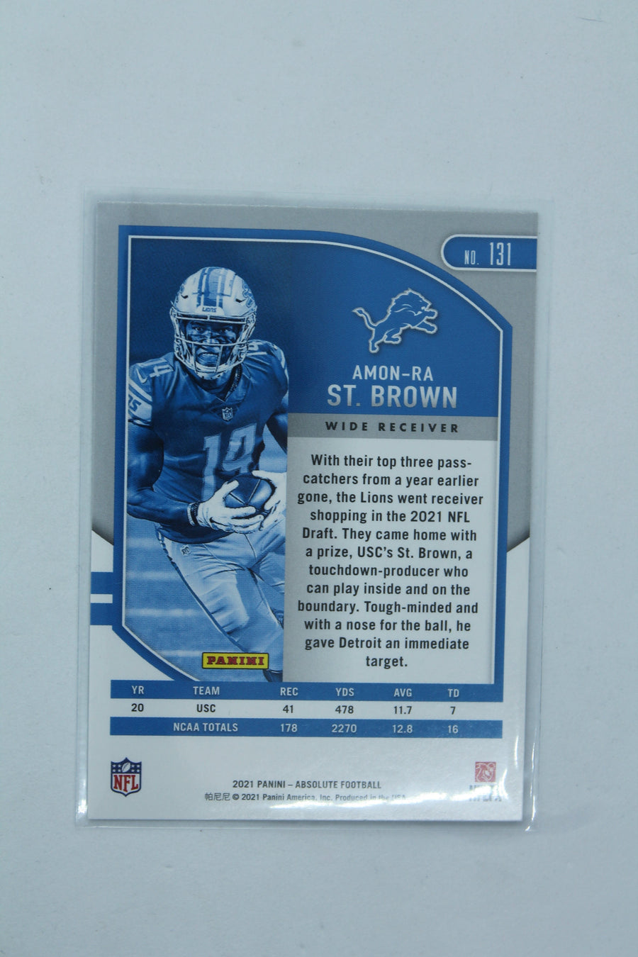 Amon-Ra St. Brown 2021 Panini Absolute Rookie Card