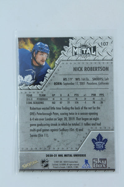 Nick Robertson 2020-21 Skybox Metal Universe Rookie Card