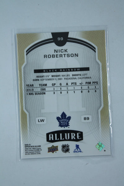 Nick Robertson 2020-21 Upper Deck Allure Black Rainbow Rookie Card