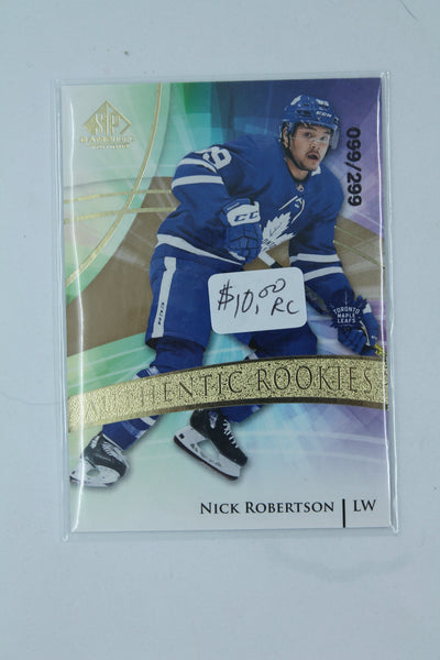 Nick Robertson 2020-21 Upper Deck SP Game Used Golden Burst Rookie Card #99/299