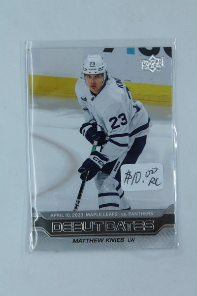 Matthew Knies 2023-24 Upper Deck Series 1 Debut Dates Rookie Card