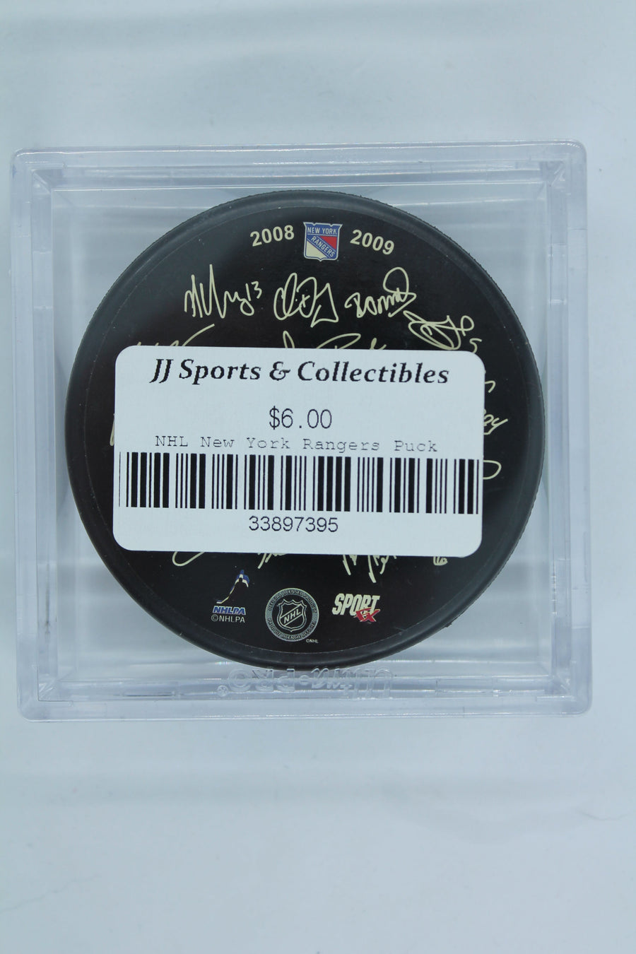 New York Rangers Puck  2008-2009 in Case