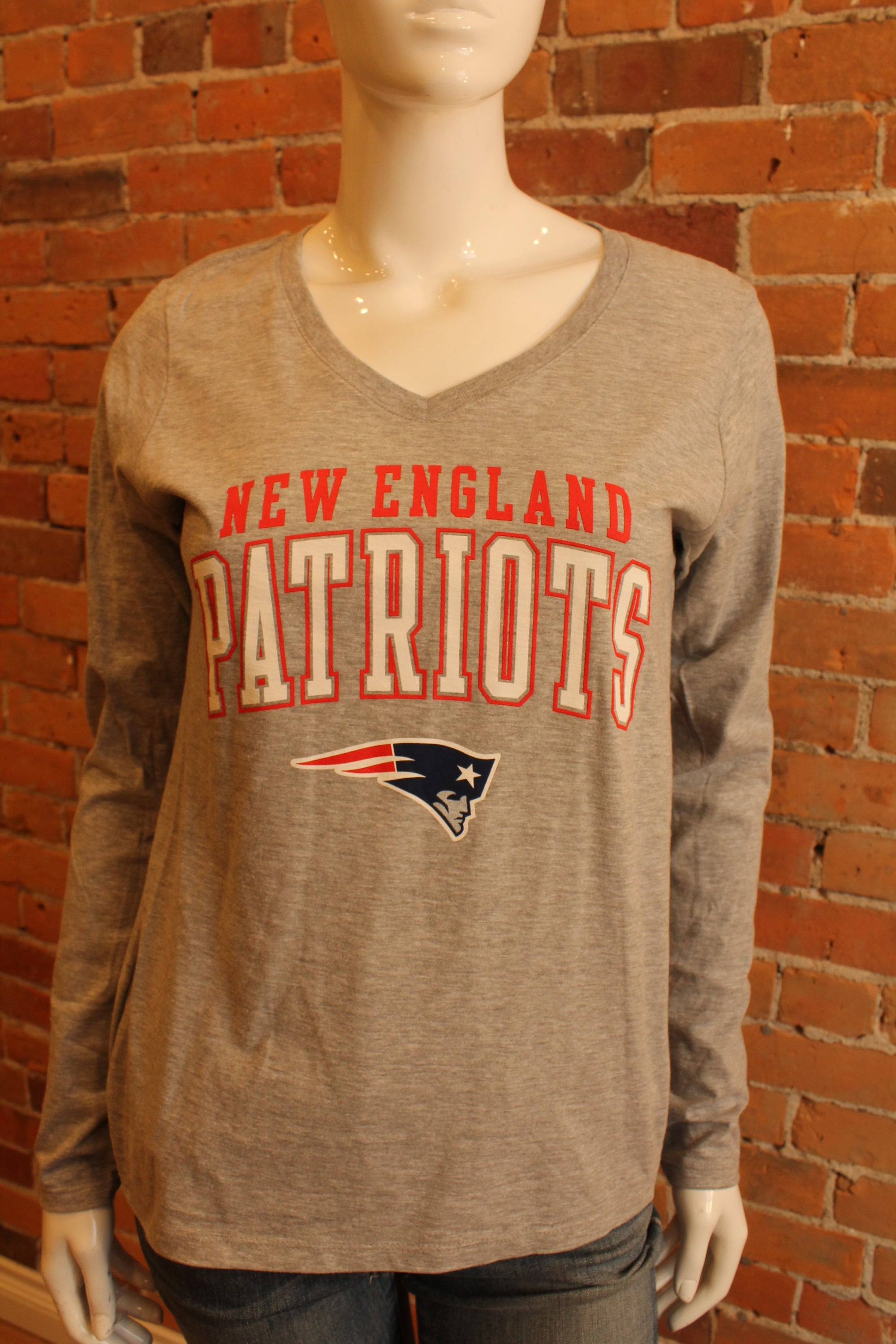 NFL New England Patriots Womens Fanatics Long Sleeve Tee (grey) - online only