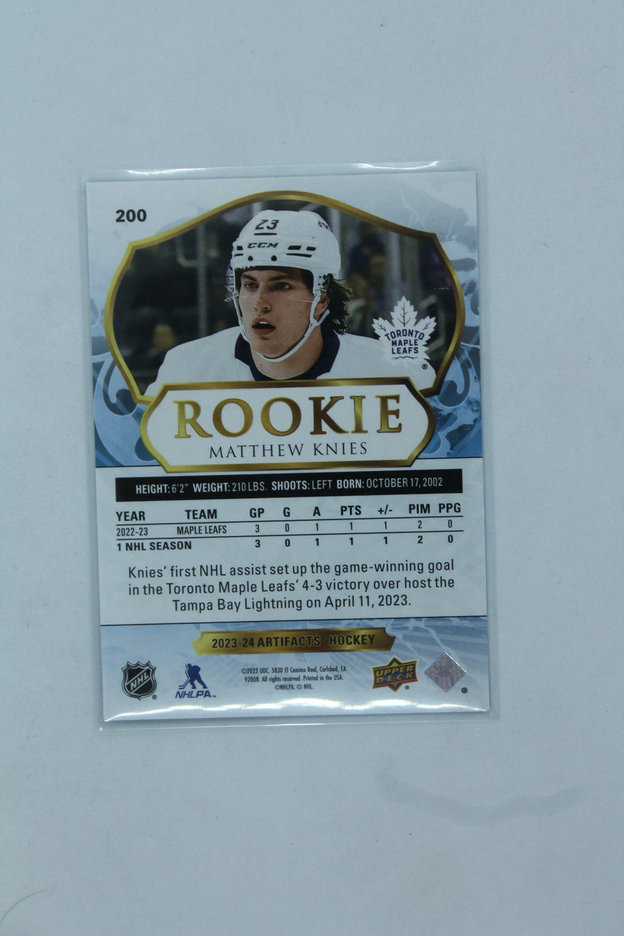 Matthew Knies 2023-24 Upper Deck Artifacts Ruby Rookie Card #199/499