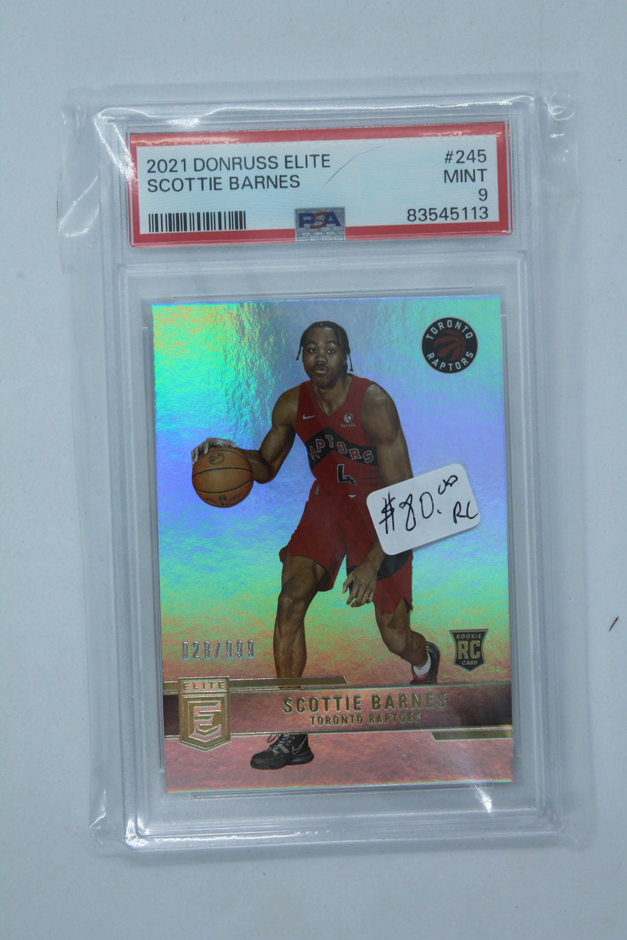Scottie Barnes 2021-22 Panini Donruss Elite Rookie Card PSA MINT 9 #28/999