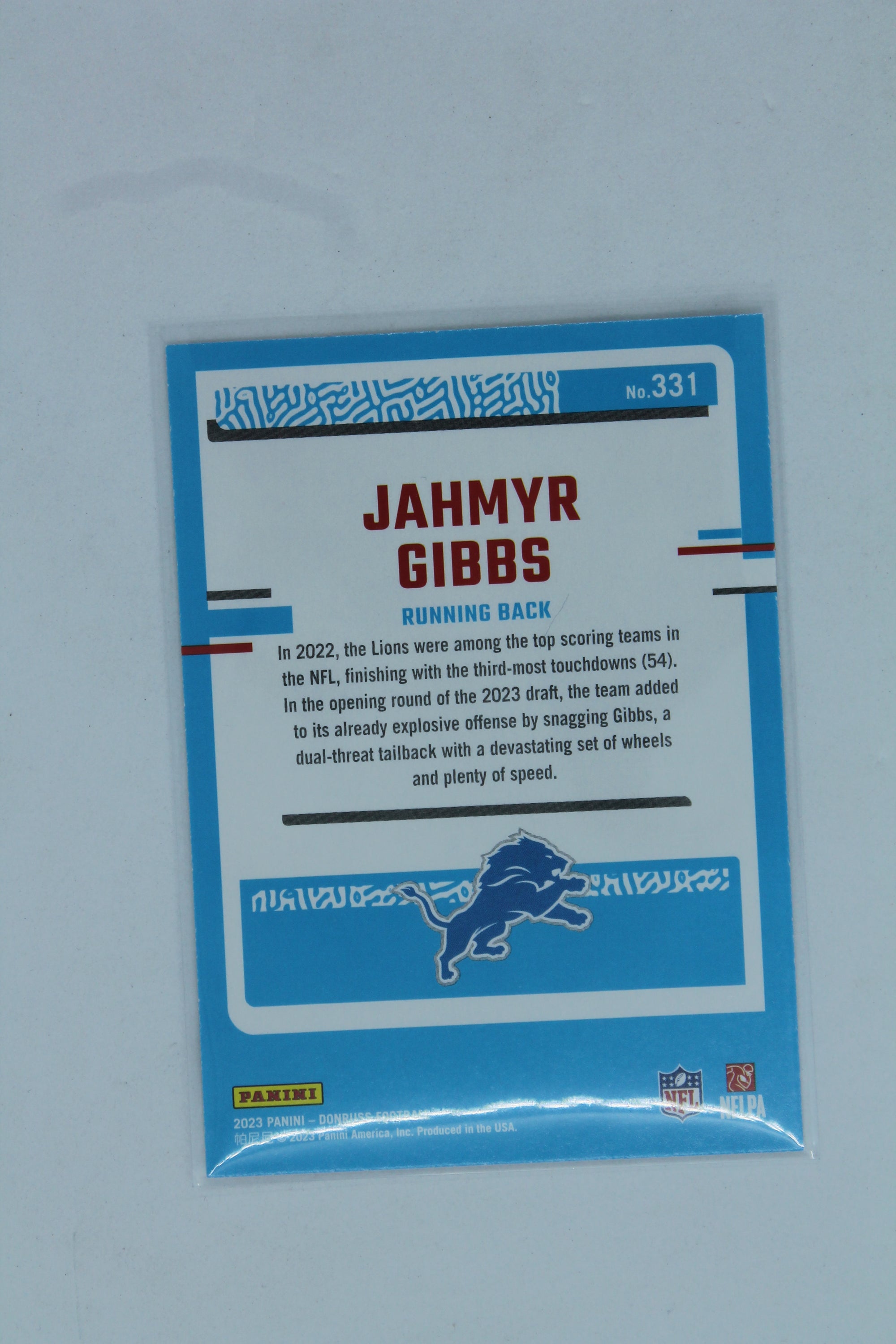 Jahmyr Gibbs 2023 Panini Donruss Rated Rookie - Rookie Card