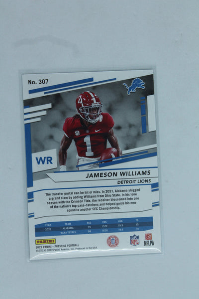 Jameson Williams 2022 Panini Prestige Xtra Points Sunburst Rookies - Rookie Card