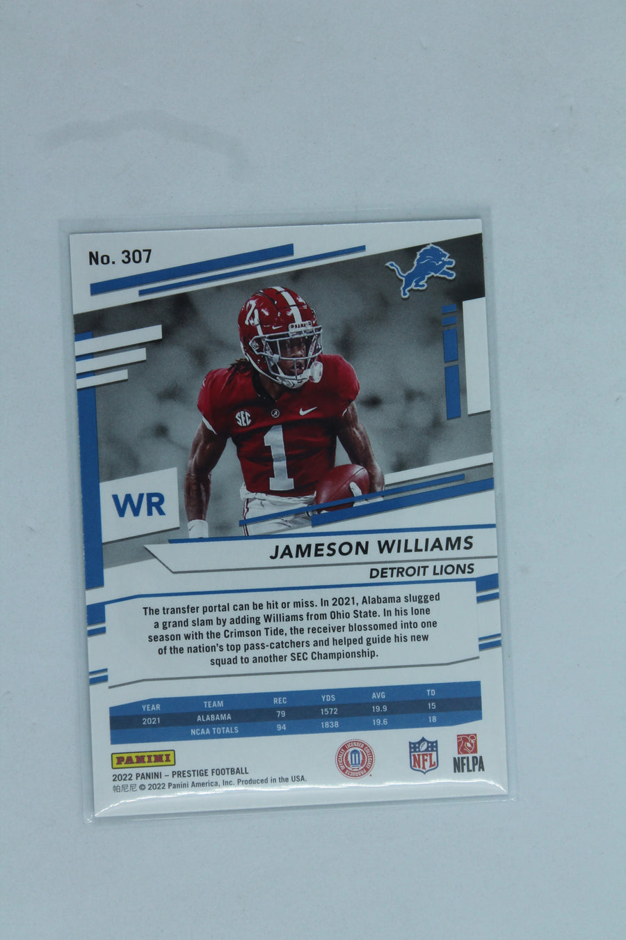 Jameson Williams 2022 Panini Prestige Xtra Points Sunburst Rookies - Rookie Card