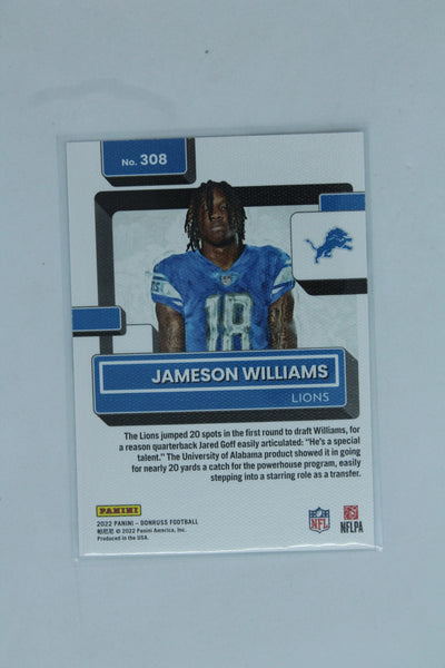Jameson Williams 2022 Panini Donruss Canvas Portrait Rated Rookie Rookie Card
