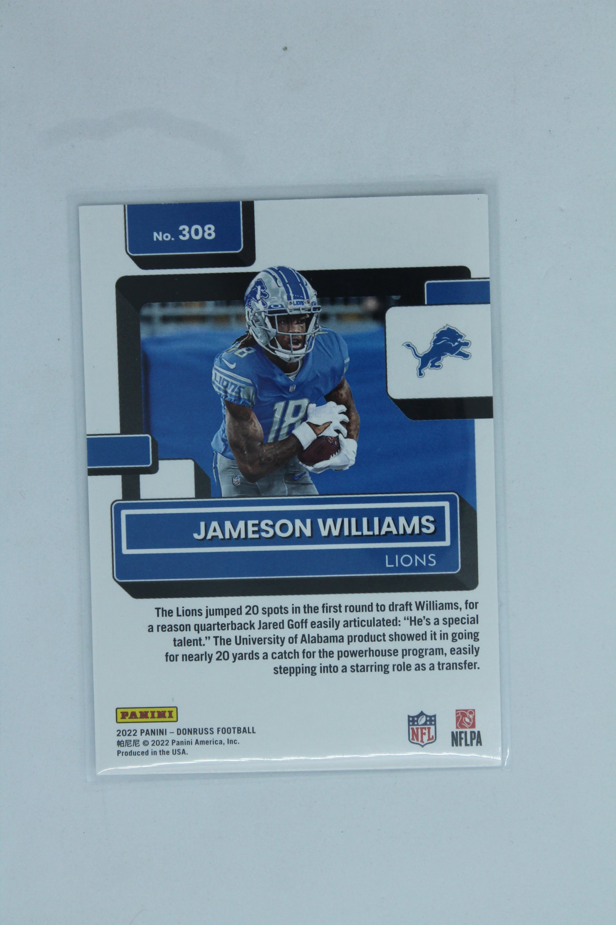 Jameson Williams 2022 Panini Donruss Rated Rookie Rookie Card