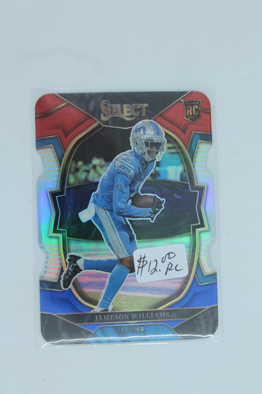 Jameson Williams 2022 Panini Select Red & Blue Prizm Die-Cut - Rookie Card