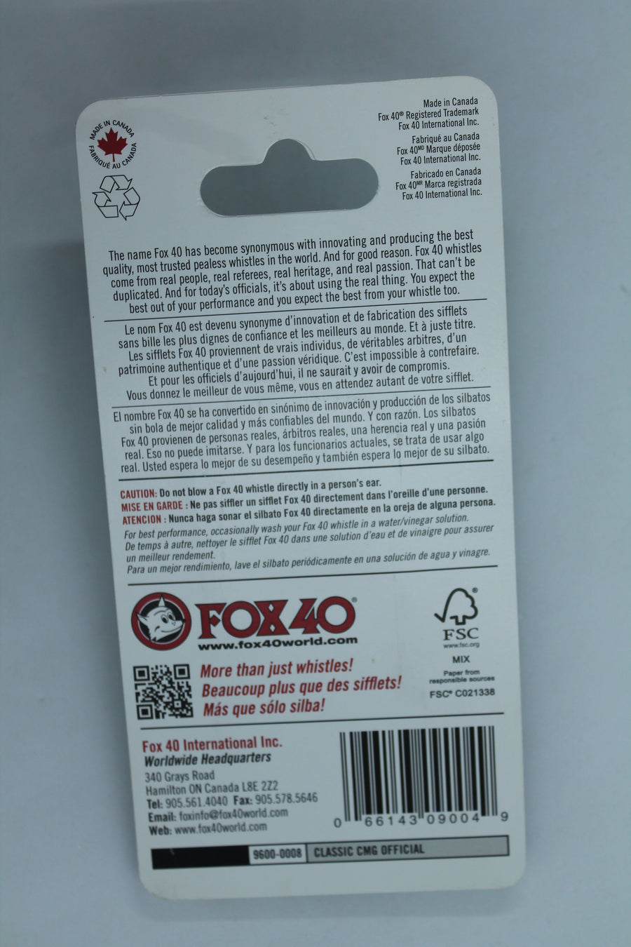 Fox 40 Classic Plastic Whistle with Mouth Grip